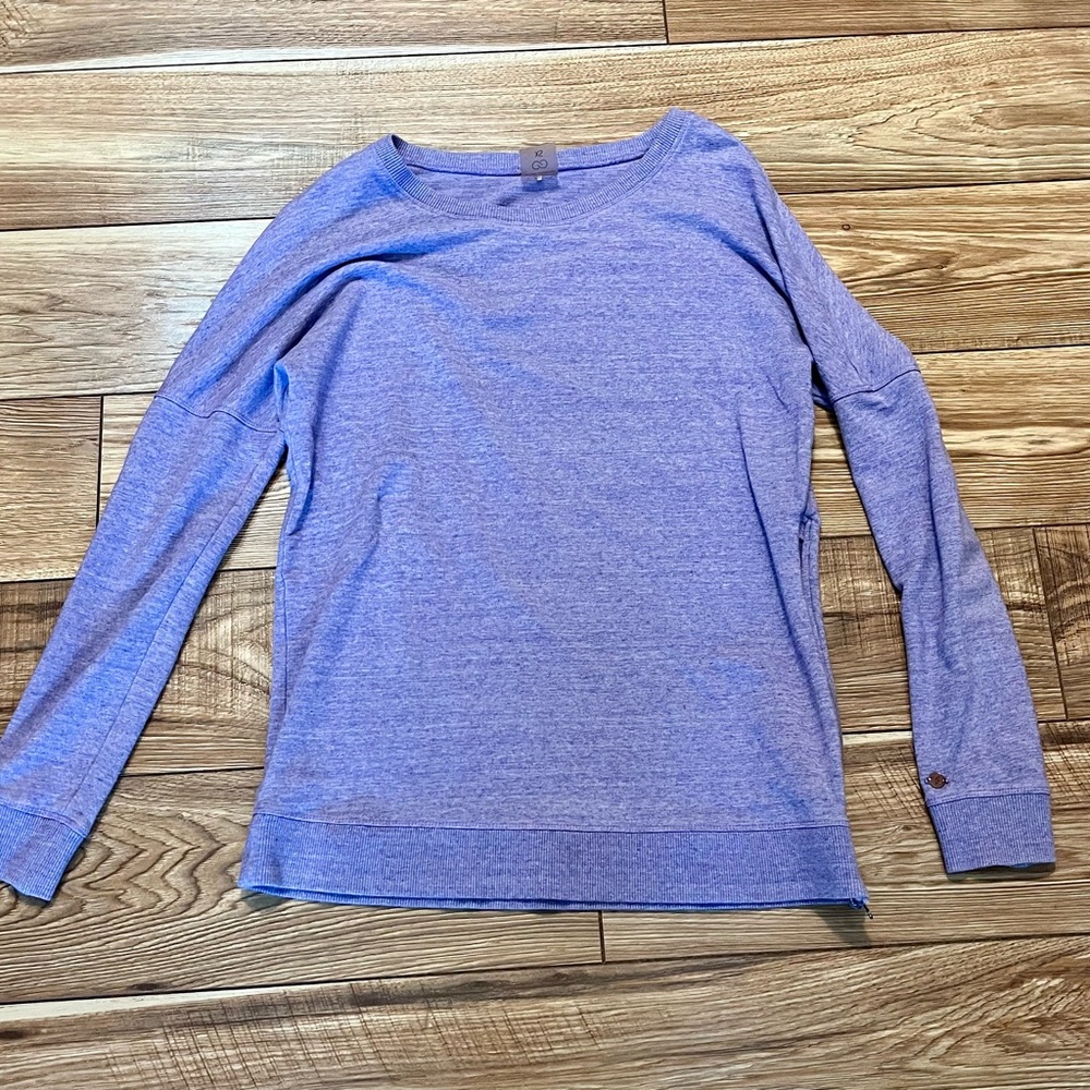 Calia Effortless Side Zip Heather Lavender Long Sleeve Tee